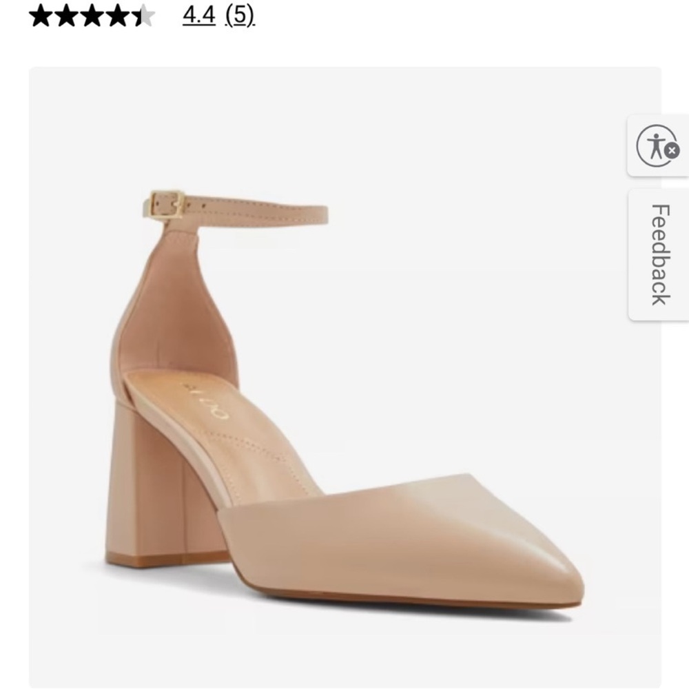 Aldo Jan Nude Beige Ankle Strap Block Heels